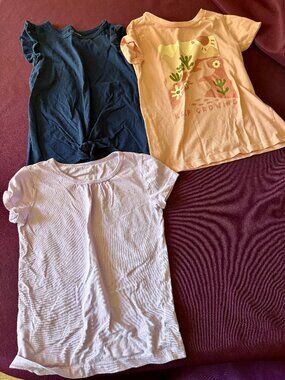 Carter's Kids Girls Shirt Bundle Size 6 6X Pink Purple Navy Flutter Sleeve Graph